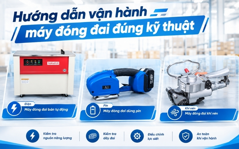 Hướng dẫn vận hành máy đóng đai đúng kỹ thuật  
